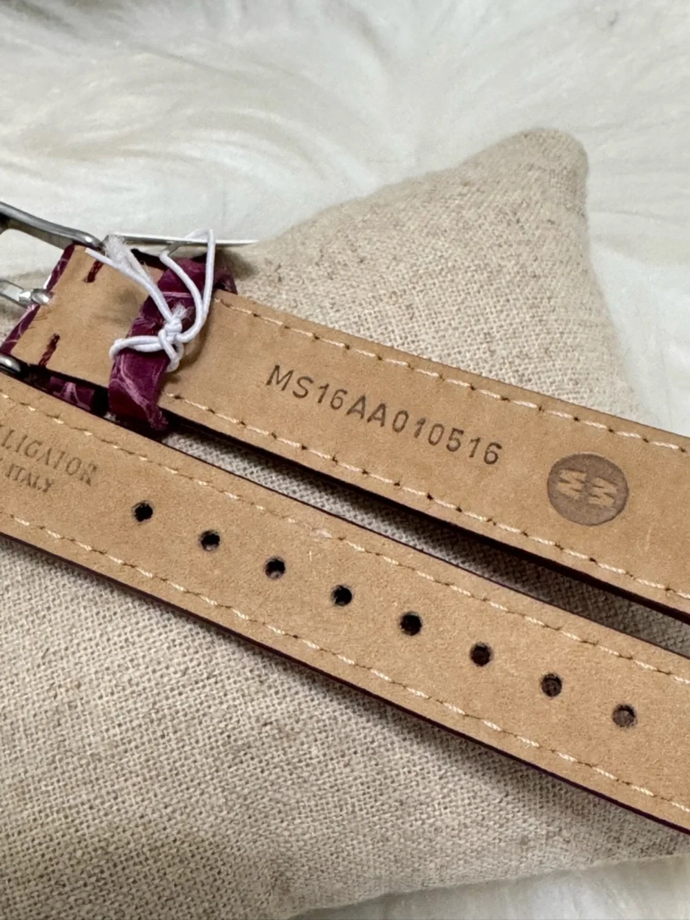 NEW wTags Michele 16MM Alligator Leather Watch Band in Plum